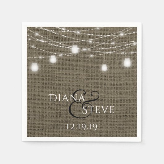Mason Jar Wedding Rustic Country Burlap Serviette (Vorderseite)