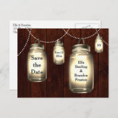 Mason Jar Wedding Save the Date Ankündigungspostkarte (Vorne/Hinten)