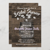 Mason Jar White Blume Einladung (Vorne/Hinten)