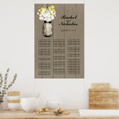 Mason Jar White Daisies 24 x 36 Seating Chart Poster (Küche)