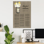 Mason Jar White Daisies 24 x 36 Seating Chart Poster (Heimbüro)
