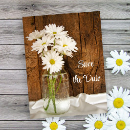 Mason Jar White Daisies Barn Wedding Save the Date Ankündigungspostkarte