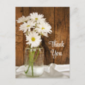 Mason Jar White Daisies Barn Wedding Thank You Postkarte (Vorderseite)