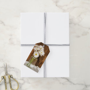Mason Jar White Daisies Country Wedding Favor Tags Geschenkanhänger
