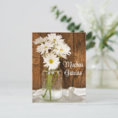 Mason Jar White Daisies Gracias Spanisch Vielen Da Postkarte (Stehend Vorderseite)