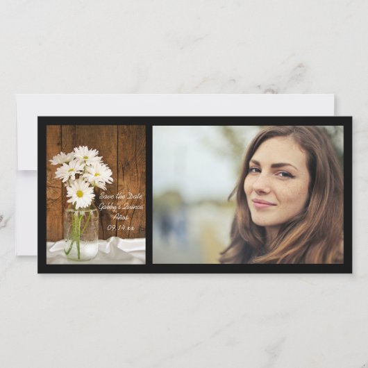 Mason Jar White Daisies Quinceañera Save the Date (Vorderseite)