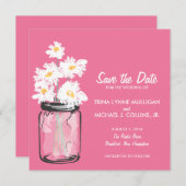 Mason Jar & White Daisies Save the Date (Vorne/Hinten)