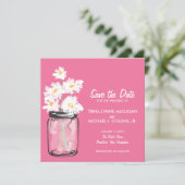 Mason Jar & White Daisies Save the Date (Stehend Vorderseite)