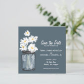 Mason Jar & White Daisies Save the Date (Stehend Vorderseite)