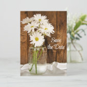 Mason Jar White Daisies Sweet 16 Save the Date (Stehend Vorderseite)
