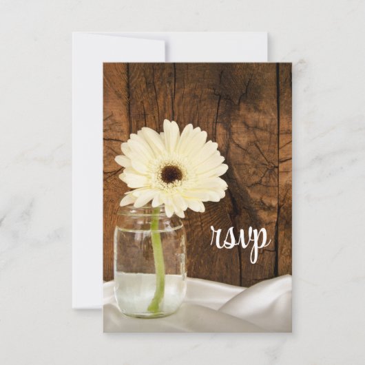 Mason Jar White Daisy Country Wedding RSVP Card (Vorderseite)