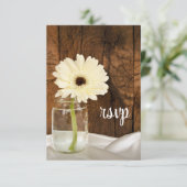 Mason Jar White Daisy Country Wedding RSVP Card (Stehend Vorderseite)
