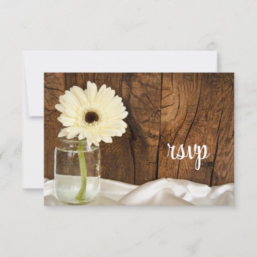 Mason Jar White Daisy Country Wedding RSVP Card Karte (Vorderseite)