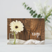 Mason Jar White Daisy Country Wedding RSVP Card Karte (Stehend Vorderseite)