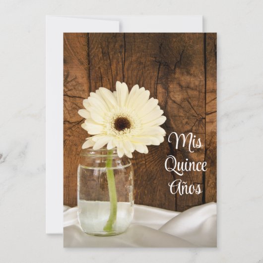 Mason Jar White Daisy Quinceañera Save the Date (Vorderseite)