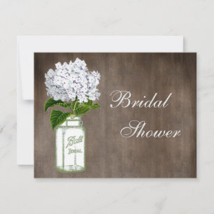 Mason Jar & White Hydrangea Rustikales Brautparty Einladung