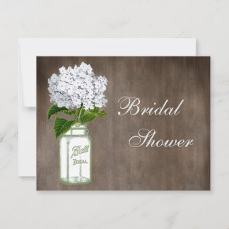 Mason Jar & White Hydrangea Rustikales Brautparty Einladung
