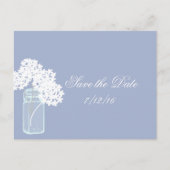 Mason Jar, White Hydrangea, Save the Date Ankündigungspostkarte (Vorderseite)
