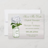 Mason Jar & White Hydrangea Save the Date Hochzeit (Rückseite)