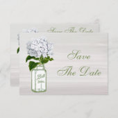 Mason Jar & White Hydrangea Save the Date Hochzeit (Vorne/Hinten)