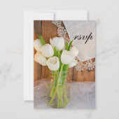 Mason Jar White Tulips Country Barn Wedding RSVP (Vorderseite)