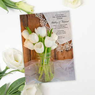Mason Jar White Tulips Country Post Wedding Brunch Einladung