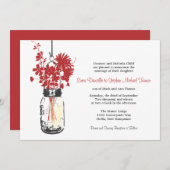 Mason Jar & Wild Blume Einladung (Vorne/Hinten)