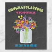 Mason Jar wild Blume Herzlichen Glückwunsch Weinet Weinetikett (Einzelnes Label)