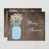 Mason Jar & Wild Blume Rustic Baby Dusche Einladung (Vorne/Hinten)