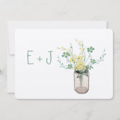 Mason Jar Wild Blume Sage und Senf Yellow Einladung (Rückseite)