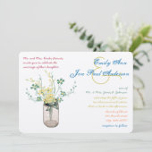 Mason Jar Wild Blume Sage und Senf Yellow Einladung (Stehend Vorderseite)