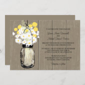Mason Jar Wild Daisies & Billy Balls Einladung (Vorne/Hinten)