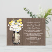 Mason Jar Wild Daisies & Billy Balls Einladung (Stehend Vorderseite)
