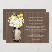 Mason Jar Wild Daisies & Billy Balls Einladung (Vorne/Hinten)