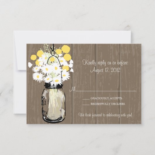 Mason Jar Wild Daisies & Billy Balls UAWG RSVP Karte (Vorderseite)