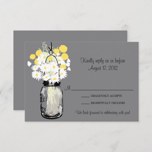 Mason Jar Wild Daisies & Billy Balls UAWG RSVP Karte (Vorne/Hinten)