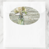 Mason jar Wildblume Stallholz französisches Land Ovaler Aufkleber (Tasche)