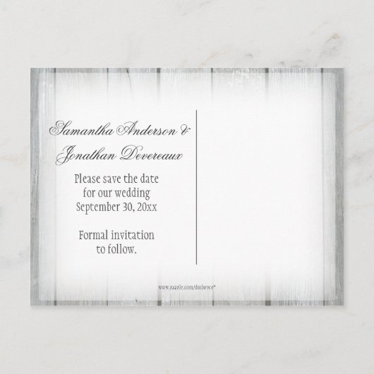 Mason Jar Wildblumen Barn Wood Save the Date Ankündigungspostkarte (Rückseite)