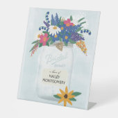Mason Jar & Wildblumen Brautparty Sockelschild (Vorderseite)