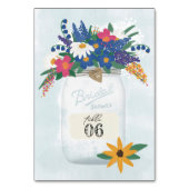 Mason Jar & Wildblumen Brautparty Tischnummer (Rückseite)