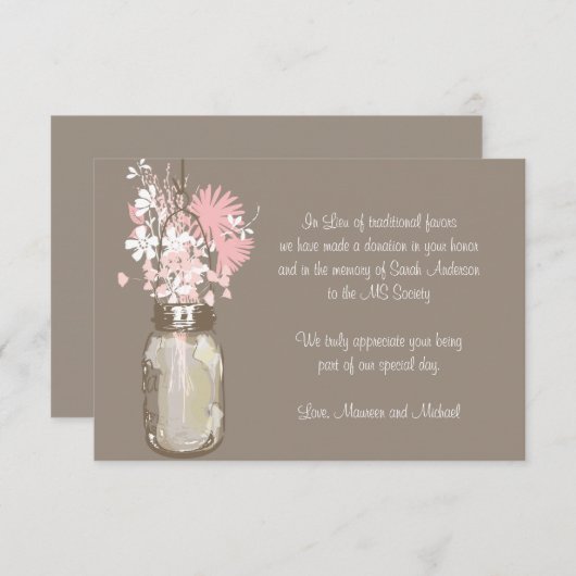 Mason Jar & Wildblumen Fvor Card (Vorne/Hinten)