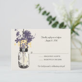 Mason Jar & Wildblumen RSVP-Karte RSVP Karte (Stehend Vorderseite)