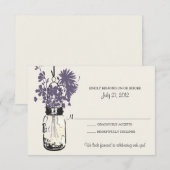 Mason Jar & Wildblumen RSVP-Karte RSVP Karte (Vorne/Hinten)
