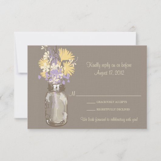 Mason Jar & Wildblumen RSVP-Karte RSVP Karte (Vorderseite)