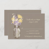 Mason Jar & Wildblumen RSVP-Karte RSVP Karte (Vorne/Hinten)