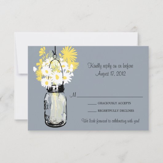 Mason Jar & Wildblumen RSVP-Karte RSVP Karte (Vorderseite)