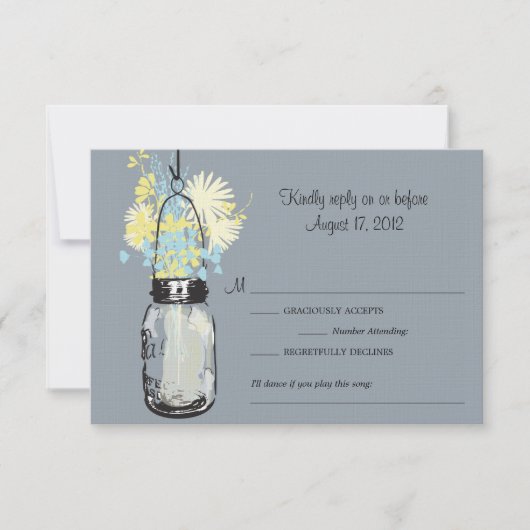 Mason Jar & Wildblumen RSVP-Karte RSVP Karte (Vorderseite)