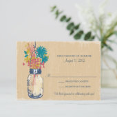 Mason Jar & Wildblumen RSVP-Karte RSVP Karte (Stehend Vorderseite)