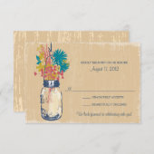 Mason Jar & Wildblumen RSVP-Karte RSVP Karte (Vorne/Hinten)