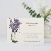 Mason Jar & Wildblumen RSVP-Karte RSVP Karte (Stehend Vorderseite)